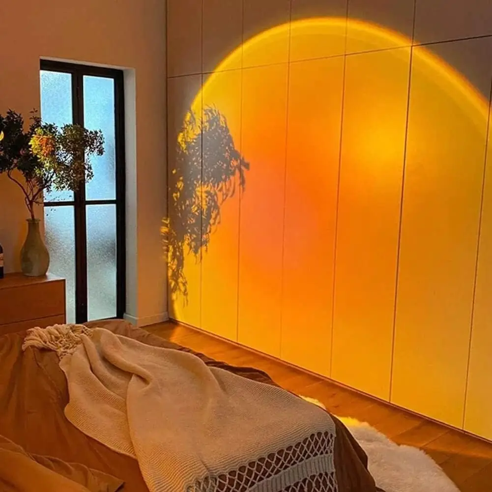 Lampe de projection coucher de soleil, lampe d'ambiance USB pour la décoration intérieure, rotative multi-angles, adaptée au salon et à la chambre à coucher. — 5/5