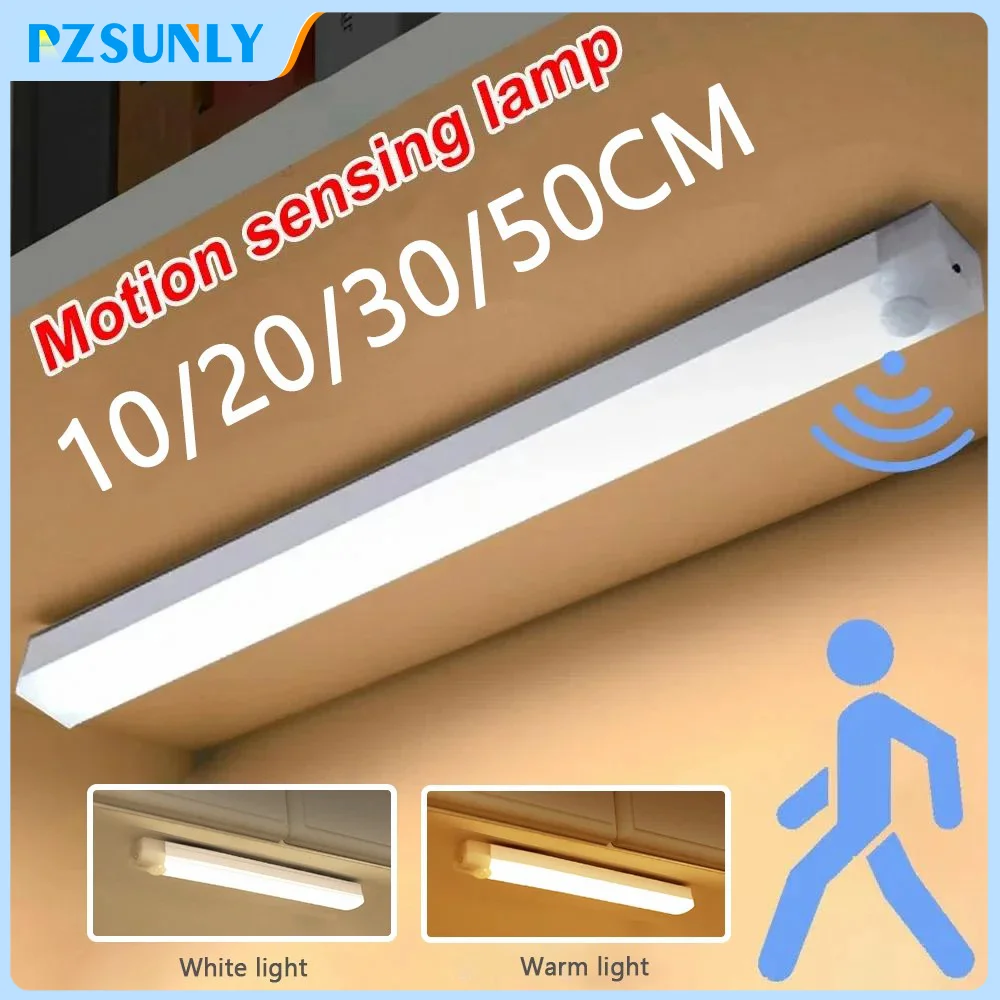 Veilleuse LED sans fil avec détecteur de mouvement, type C, aste, armoire, lampe de garde-robe, rétroéclairage d’escalier pour cuisine