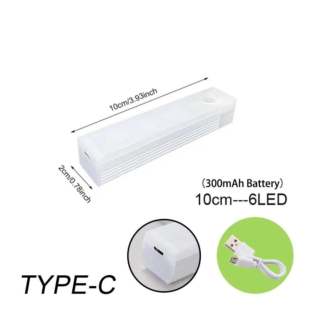 Aste LED ضوء ليلي مستشعر حركة لاسلكي من النوع C مصباح خزانة إضاءة خلفية للدرج للمطبخ — 10/10