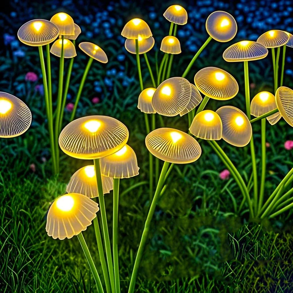 Lampes solaires de jardin LED double Mode lumières solaires en forme de champignon décor étanche cour Patio voie méduse pour ambiance de jardin — 7/8