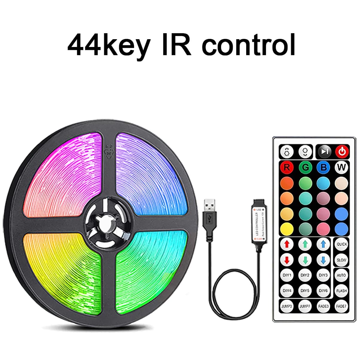 Bande lumineuse Led avec télécommande à 44 touches, 1m, 5m, 10m, 20m, RGB, pour salle murale, maison, chambre à coucher, décor de fête, rétro-éclairage TV — 7/8