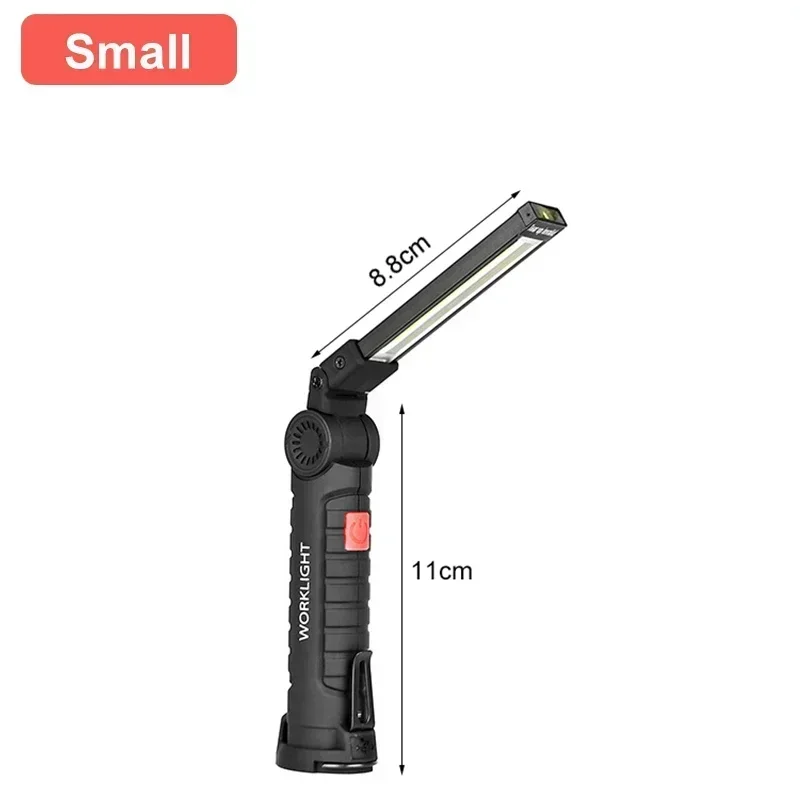 Lampe de travail LED COB Portable, Rechargeable par USB, lampe d'inspection avec crochet magnétique, batterie externe, torche à batterie 18650 — 10/10