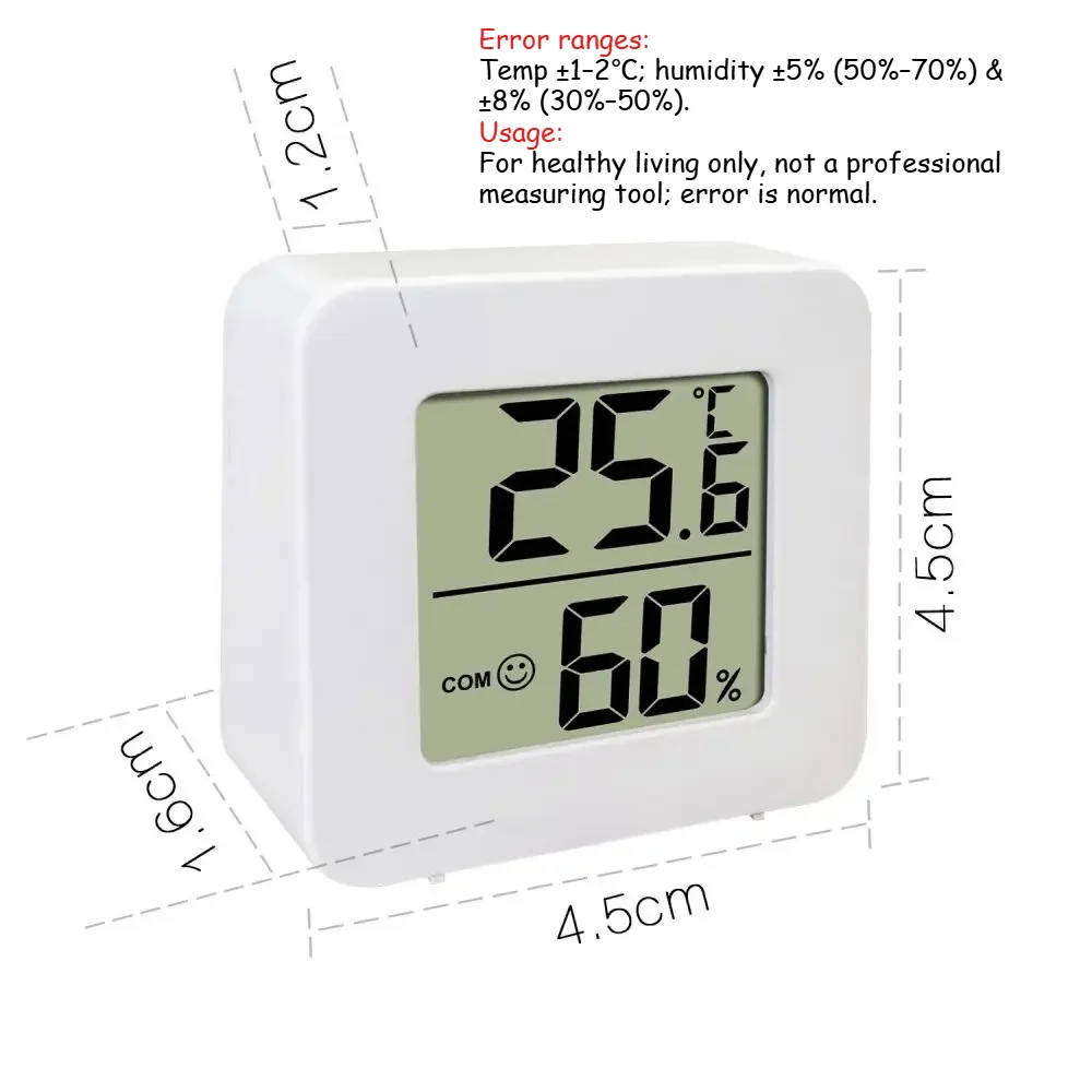 Jauge de température pour pièce, Mini thermomètre et hygromètre numérique avec capteur mural, écran LCD pour usage domestique — 6/9