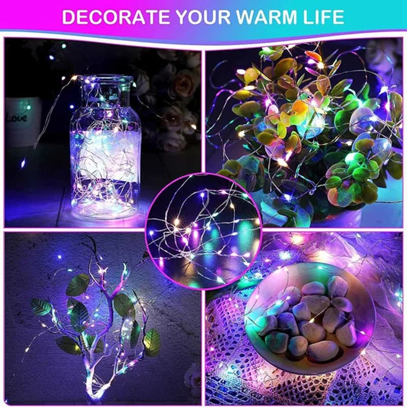 Guirxiété lumineuse LED dégradée en fil de cuivre, 1 paquet, 1 m, 2 m, 3 m, 5 m, 10m, batterie 62, décoration de mariage, chambre, fête de jardin — 5/10