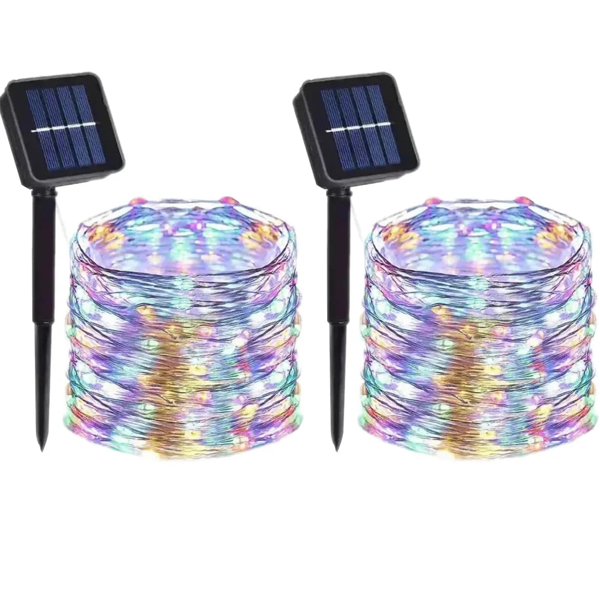 1 2 3 4 5 Paquets de lumières solaires LED féériques pour l'extérieur, lumières de Noël, 8 modes, lumières en fil de cuivre, étanches, décoration de jardin, d'arbre, de patio — 8/10
